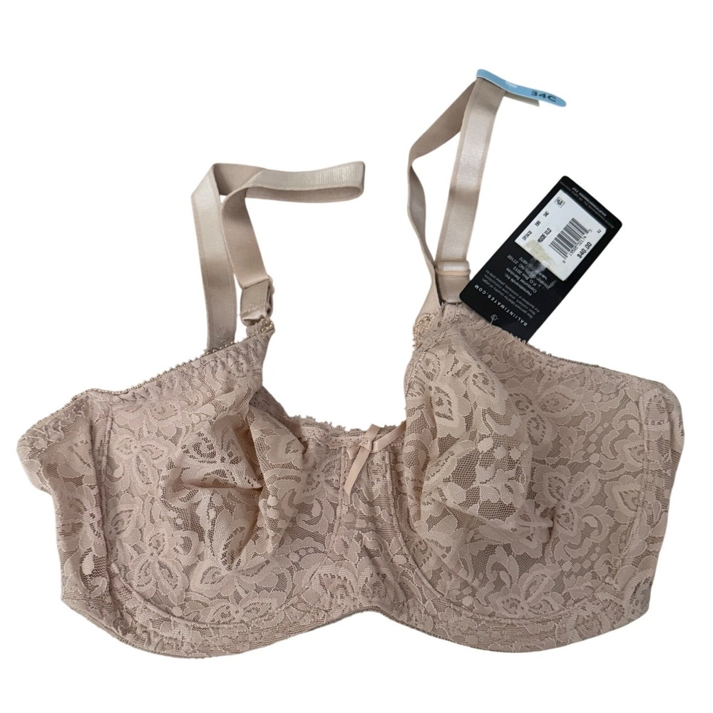 NWT Bali Lace Desire Underwire Bra Nude Floral Unlined DF3432 34C